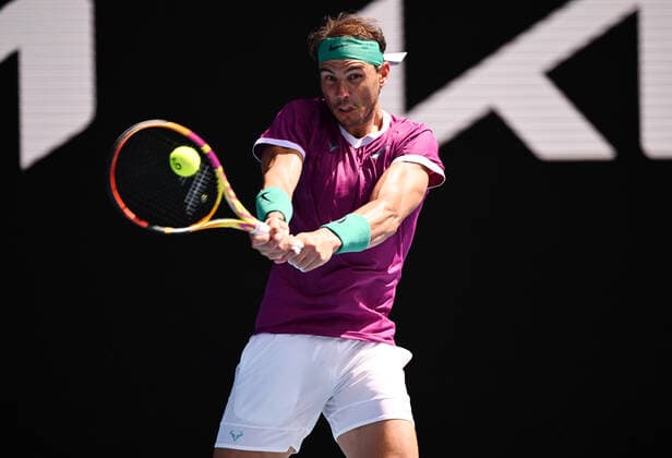 Mandatory Credit: Photo by James Gourley Shutterstock (12765097ef) Rafael Nadal during his fourth round match Australian Open, Day Seven, Tennis, Melbourne Park, Melbourne, Australia - 23 Jan 2022 Australian Open, Day Seven, Tennis, Melbourne Park, Melbourne, Australia - 23 Jan 2022 Copyright: xJamesxGourley Shutterstockx 12765097ef