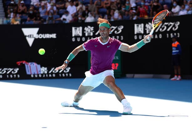 Mandatory Credit: Photo by Ella Ling Shutterstock (12765096dt) Rafael Nadal during his fourth round match Australian Open, Day Seven, Tennis, Melbourne Park, Melbourne, Australia - 23 Jan 2022 Australian Open, Day Seven, Tennis, Melbourne Park, Melbourne, Australia - 23 Jan 2022 Copyright: xEllaxLing Shutterstockx 12765096dt