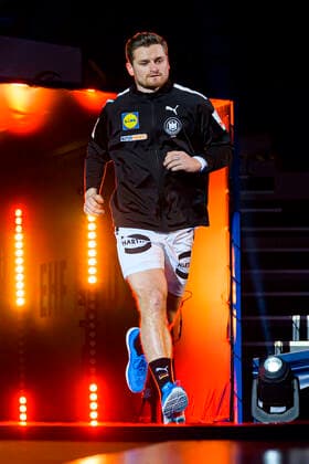 Bratislava, 23. Januar 2022: Handball EHF EM, Hauptrunde, Gruppe 2, Deutschland vs. Schweden David Schmidt (Deutschland Bergischer HC) Bratislava Ondreja Nepelu Arena Slovakia