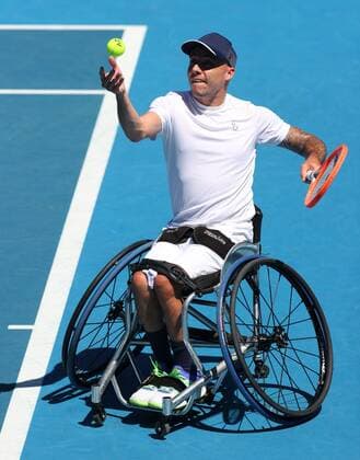 Mandatory Credit: Photo by Ella Ling Shutterstock (12773750w) Andy Lapthorne in Quad Wheelchair Singles Semi Final action Australian Open, Day Nine, Tennis, Melbourne Park, Melbourne, Australia - 25 Jan 2022 Australian Open, Day Nine, Tennis, Melbourne Park, Melbourne, Australia - 25 Jan 2022 Copyright: xEllaxLing Shutterstockx 12773750w