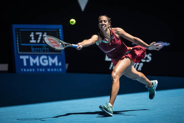 January 25, 2022, Melbourne, Victoria, Australia: MELBOURNE, AUSTRALIA - JANUARY 25: Madison Keys of USA defeats Barbora Krejcikova of Czech Republic on day 9 of the 2022 Australian Open at Melbourne Park on January 25, 2022 in Melbourne, Australia. Melbourne Australia - ZUMAp121 20220125_zsp_p121_013 Copyright: xChrisxPutnamx