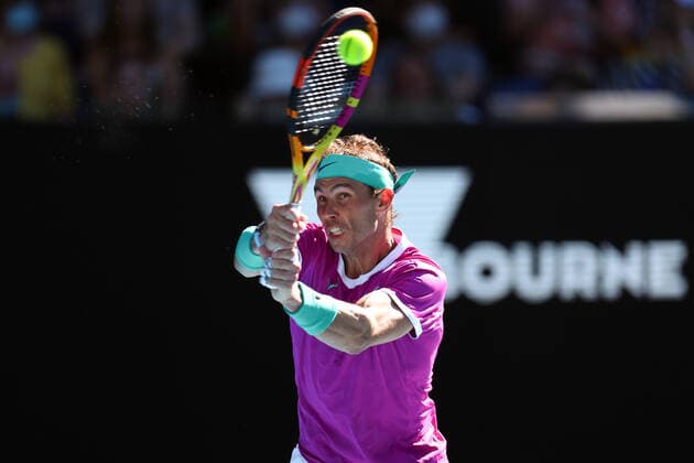 Mandatory Credit: Photo by Ella Ling Shutterstock (12773750dq) Rafael Nadal during his quarter-final match Australian Open, Day Nine, Tennis, Melbourne Park, Melbourne, Australia - 25 Jan 2022 Australian Open, Day Nine, Tennis, Melbourne Park, Melbourne, Australia - 25 Jan 2022 Copyright: xEllaxLing Shutterstockx 12773750dq