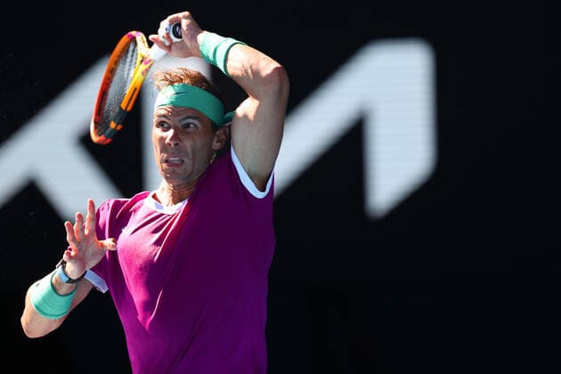 Mandatory Credit: Photo by Ella Ling Shutterstock (12773750dw) Rafael Nadal during his quarter-final match Australian Open, Day Nine, Tennis, Melbourne Park, Melbourne, Australia - 25 Jan 2022 Australian Open, Day Nine, Tennis, Melbourne Park, Melbourne, Australia - 25 Jan 2022 Copyright: xEllaxLing Shutterstockx 12773750dw