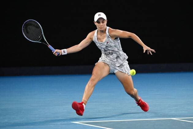 Mandatory Credit: Photo by James Gourley Shutterstock (12773752fy) Ashleigh Barty during her quarter-final match Australian Open, Day Nine, Tennis, Melbourne Park, Melbourne, Australia - 25 Jan 2022 Australian Open, Day Nine, Tennis, Melbourne Park, Melbourne, Australia - 25 Jan 2022 Copyright: xJamesxGourley Shutterstockx 12773752fy