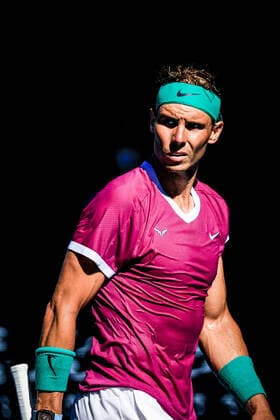 January 25, 2022, Melbourne, Victoria, Australia: MELBOURNE, AUSTRALIA - JANUARY 25: Rafael Nadal of Spain beats Denis Shapovalov of Canada on day 9 of the 2022 Australian Open at Melbourne Park on January 25, 2022 in Melbourne, Australia. Melbourne Australia - ZUMAp121 20220125_zsp_p121_087 Copyright: xChrisxPutnamx