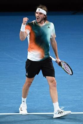 Mandatory Credit: Photo by James Gourley Shutterstock (12773754cu) Stefanos Tsitsipas during his quarter final match Australian Open, Day Ten, Tennis, Melbourne Park, Melbourne, Australia - 26 Jan 2022 Australian Open, Day Ten, Tennis, Melbourne Park, Melbourne, Australia - 26 Jan 2022 Copyright: xJamesxGourley Shutterstockx 12773754cu