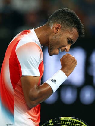 Mandatory Credit: Photo by Ella Ling Shutterstock (12773755dh) Felix Auger-Aliassime during his quarter final match Australian Open, Day Ten, Tennis, Melbourne Park, Melbourne, Australia - 26 Jan 2022 Australian Open, Day Ten, Tennis, Melbourne Park, Melbourne, Australia - 26 Jan 2022 Copyright: xEllaxLing Shutterstockx 12773755dh