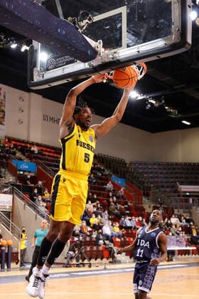 Ludwigsburg , Basketball Champions League MHP Riesen Ludwigsburg vs JDA Dijon , Justin Simon (Riesen) David Holston (Dijon)