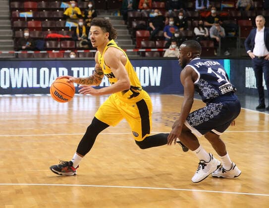 Jonah Radebaugh (Riesen) . MHP Riesen Ludwigsburg vs. JDA Dijon. Basketball-Champions League 2021-2022. Ludwigsburg , GER, 26.01.2022,