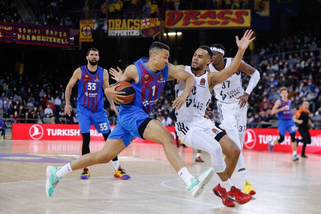 27th January 2022; Palau Blaugrana; Barcelona, Spain; Turkish Airlines Euroleague Basketball; Spain, FC Barcelona, Barca Barca versus Asvel Lyon Villeurbanne; Dante liman Exum (Barca) Barcelona Barcelona Spain Basketball Copyright: xValentixEnrichx xAgenciaxLOFx