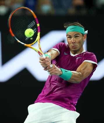 Mandatory Credit: Photo by Ella Ling Shutterstock (12775251e) Rafael Nadal in semi final action Australian Open, Day Twelve, Tennis, Melbourne Park, Melbourne, Australia - 28 Jan 2022 Australian Open, Day Twelve, Tennis, Melbourne Park, Melbourne, Australia - 28 Jan 2022  Copyright: xEllaxLing Shutterstockx 12775251e