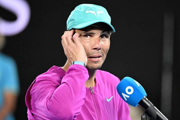 TENNIS AUSTRALIAN OPEN, Rafael Nadal of Spain speaks during an interview after winning his Men?s semifinal match against Matteo Berrettini of Italy on Day 12 of the Australian Open, at Melbourne Park, in Melbourne, Friday, January 28, 2022. ( NO ARCHIVING, EDITORIAL USE ONLY, NO USE IN BOOKS WITHOUT CONSENT MELBOURNE VIC AUSTRALIA  Copyright: xDAVExHUNTx 20220128001617798358