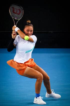 Sofia Costoulas WTA, Tennis Damen 905) pictured in action during the quarterfinals in the girls singles between Belgian Costoulas and Australian Kempenaers-Pocz at the Australian Open Grand Slam tennis tournament, Friday 28 January 2022 in Melbourne Park, Melbourne, Australia. The 2022 edition of the Australian Grand Slam takes place from January 17th to January 30th. PATRICKxHAMILTON  x6033904x