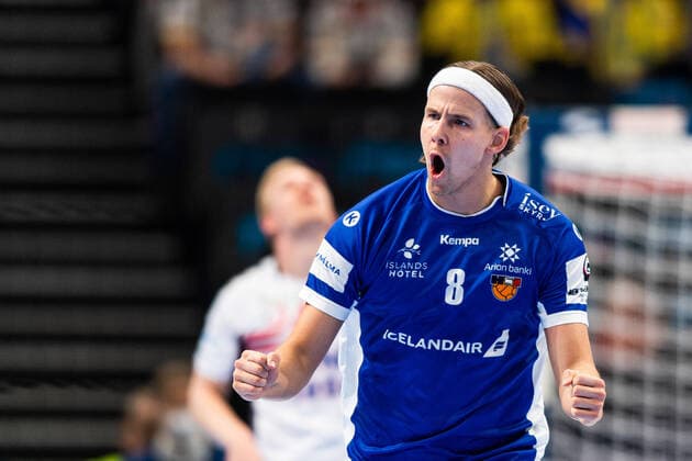 Handball, EM, Island - Norwegen 220128 Bjarki Mar Elisson of Iceland celebrates during the 2022 EHF European Handball Championship placement match between Iceland and Norway on January 28, 2022 in Budapest. Photo: Johanna Lundberg BILDBYRAN kod JL JL0233 bbeng ehf euro 2022 em 2022 european men?s handball championship 2022 handball handboll handbolls-em 2022 handball handball-em 2022 iceland norway island norge jubel Copyright: JOHANNAxLUNDBERG BB220128JL013