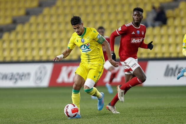 Fußball, Coupe de France, FC Nantes - Stade Brest Ludovic Blas (Nantes) FOOTBALL : 8e finale de la Coupe de France - FC Nantes vs Stade Brestois - 28 01 2022 AurelienMorissard Panoramic 