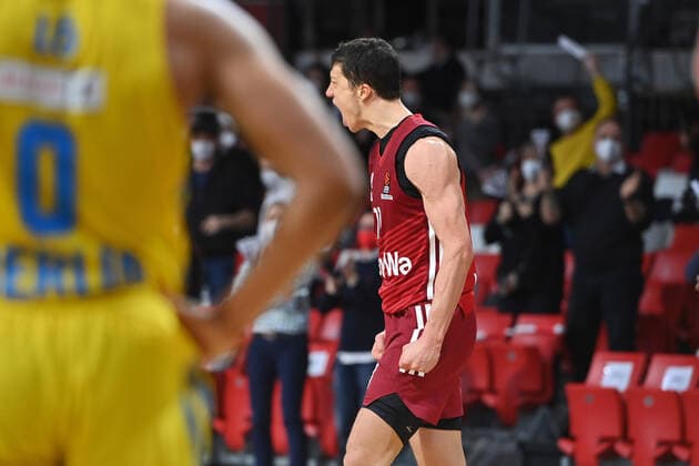 VLADIMIR LUCIC (FCB), Jubel,Freude,Begeisterung, Aktion. Basketball EuroLeague 23.Spieltag. FC Bayern Muenchen-Alba Berlin am 28.01.2022 A U D I D O M E.
