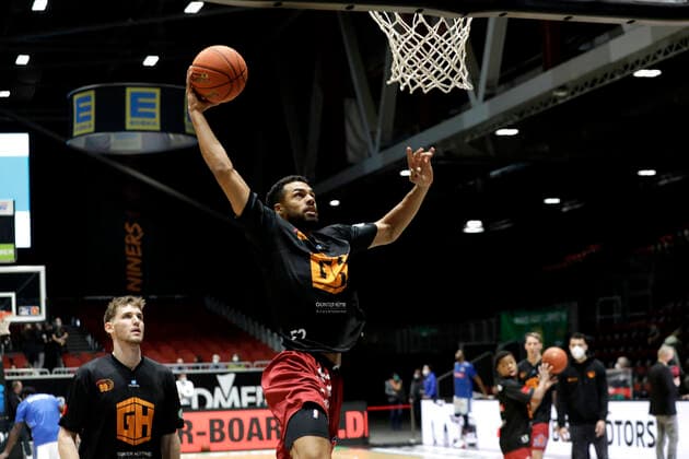 28.01.2022, easyCredit Basketball Bundesliga, BBL, Saison 2021 2022, Herren, Chemnitz Niners - Fraport Skyliners Frankfurt Trent Lockett, Niners Chemnitz Chemnitz Messe Chemnitz Sachsen Germany