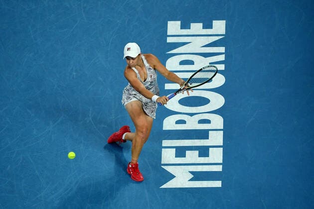 TENNIS AUSTRALIAN OPEN, Ashleigh Barty of Australia plays a shot during the Women?s singles final against Danielle Collins of the USA on Day 13 of the Australian Open, at Melbourne Park, in Melbourne, Saturday, January 29, 2022. ( NO ARCHIVING, EDITORIAL USE ONLY, NO USE IN BOOKS WITHOUT CONSENT MELBOURNE VIC AUSTRALIA  Copyright: xJAMESxROSSx 20220129001618078258
