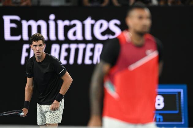 Mandatory Credit: Photo by James Gourley Shutterstock (12778010ep) Nick Kyrgios and Thanasi Kokkinakis during their Men s Doubles final Australian Open, Day Thirteen, Tennis, Melbourne Park, Melbourne, Australia - 29 Jan 2022 Australian Open, Day Thirteen, Tennis, Melbourne Park, Melbourne, Australia - 29 Jan 2022  Copyright: xJamesxGourley Shutterstockx 12778010ep