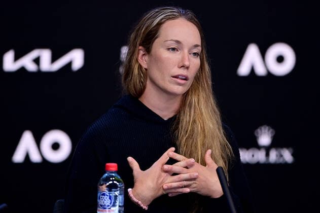 TENNIS AUSTRALIAN OPEN, Danielle Collins of the USA speaks during a press conference, PK, Pressekonferenz after losing the Women?s singles final to Ashleigh Barty of Australia on Day 13 of the Australian Open, at Melbourne Park, in Melbourne, Saturday, January 29, 2022. ( NO ARCHIVING, EDITORIAL USE ONLY, NO USE IN BOOKS WITHOUT CONSENT MELBOURNE VIC AUSTRALIA Copyright: xJOELxCARRETTx 20220129001618101721