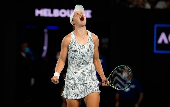 January 29, 2022, MELBOURNE, AUSTRALIA: Ashleigh Barty of Australia reacts to winning the final of the 2022 Australian Open Grand Slam Tennis Tournament against Danielle Collins of United States MELBOURNE AUSTRALIA - ZUMAa181 20220129_zaa_a181_020 Copyright: xRobxPrangex