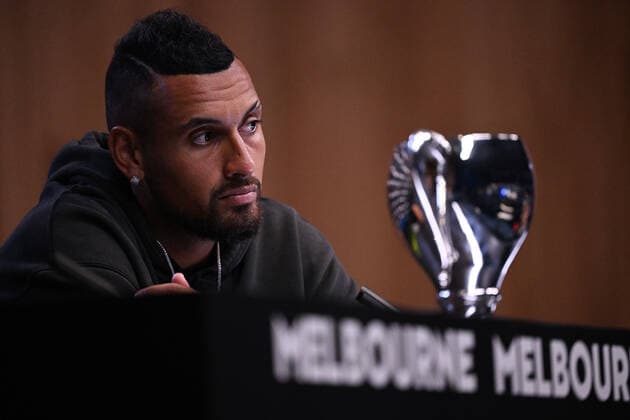 TENNIS AUSTRALIAN OPEN, Nick Kyrgios of Australia during a press conference, PK, Pressekonferenz following their Men?s Doubles Final win against Matthew Ebden and Max Purcell of Australia on Day 13 of the Australian Open, at Melbourne Park, in Melbourne, Sunday, January 30, 2022. ( NO ARCHIVING, EDITORIAL USE ONLY, NO USE IN BOOKS WITHOUT CONSENT MELBOURNE VIC AUSTRALIA  Copyright: xJAMESxROSSx 20220130001618120747