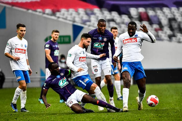 Action TFC vs FCV FOOTBALL : Toulouse vs Versailles - 8eme de Finale de Coupe de France - Toulouse - Le 29 01 2022 ThierryBreton Panoramic 