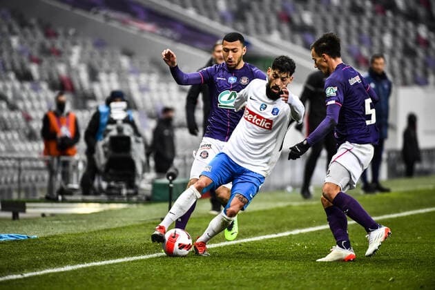 Diego Michel (fcv) FOOTBALL : Toulouse vs Versailles - 8eme de Finale de Coupe de France - Toulouse - Le 29 01 2022 ThierryBreton Panoramic 