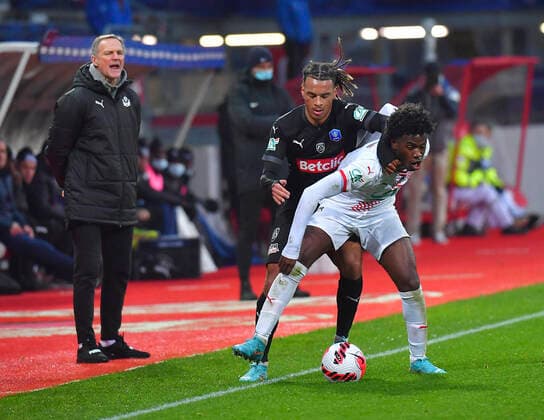 Fußball, Coupe de France, AS Nancy-Lorraine - Amiens SC Bondo Warren (Nancy) vs Gomis Iron FOOTBALL : 8e Finale Coupe de France Nancy vs Amiens 29 01 2022 Mao Panoramic 