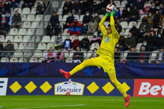 Diouf Yehvann ( 1 - Reims ) - FOOTBALL : Reims vs Bastia - Coupe de France - 29 01 2022 FedericoPestellini Panoramic 