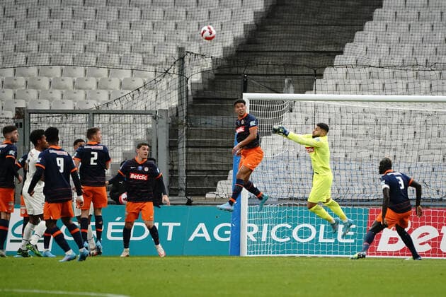 Dimitry Bertaud (Montpellier FC) FOOTBALL : Olympique de Marseille vs Montpellier - de 8 eme de finale Coupe de France - Marseille - 29 02 2022 NorbertScanella Panoramic 