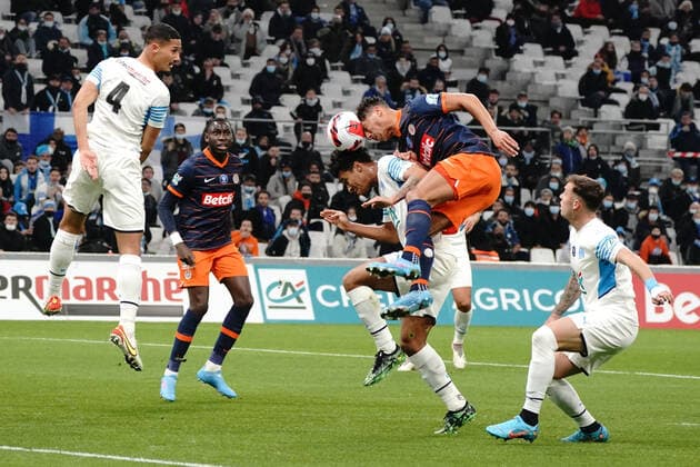 Nicholas Giocchini (Montpellier FC) - Boubacar Kamara (Olympique de Marseille) FOOTBALL : Olympique de Marseille vs Montpellier - de 8 eme de finale Coupe de France - Marseille - 29 02 2022 NorbertScanella Panoramic 