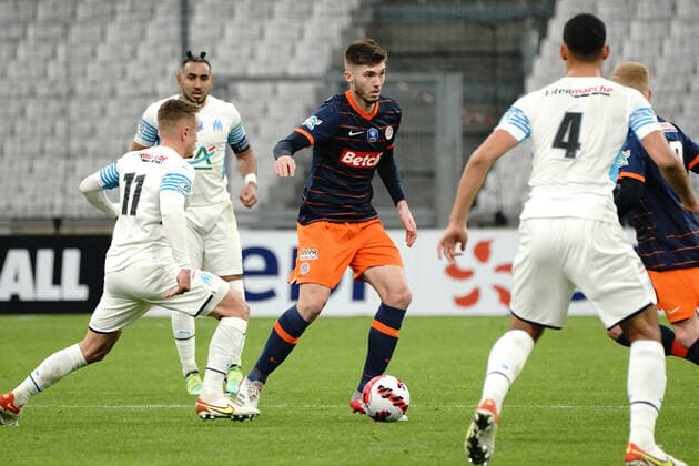 Leo Leroy (Montpellier FC) FOOTBALL : Olympique de Marseille vs Montpellier - de 8 eme de finale Coupe de France - Marseille - 29 02 2022 NorbertScanella Panoramic 