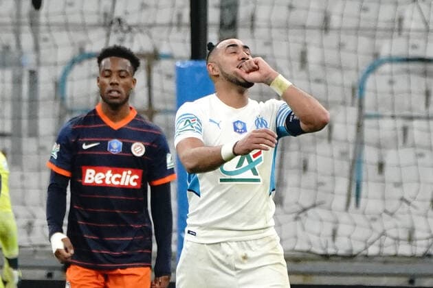 Dimitri Payet (Olympique de Marseille) FOOTBALL : Olympique de Marseille vs Montpellier - de 8 eme de finale Coupe de France - Marseille - 29 02 2022 NorbertScanella Panoramic 