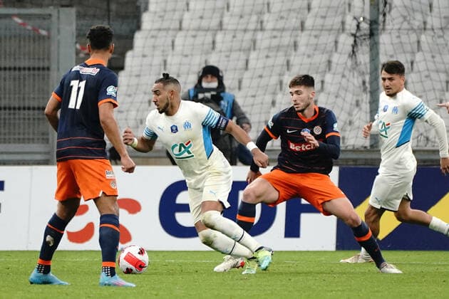 Dimitri Payet (Olympique de Marseille) FOOTBALL : Olympique de Marseille vs Montpellier - de 8 eme de finale Coupe de France - Marseille - 29 02 2022 NorbertScanella Panoramic 