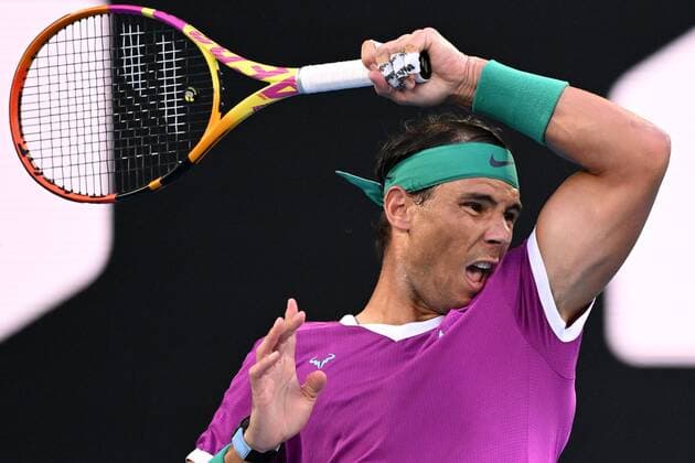 Mandatory Credit: Photo by James Gourley Shutterstock (12778011as) Rafael Nadal during the Men s Singles final Australian Open, Day Fourteen, Tennis, Melbourne Park, Melbourne, Australia - 30 Jan 2022 Australian Open, Day Fourteen, Tennis, Melbourne Park, Melbourne, Australia - 30 Jan 2022  Copyright: xJamesxGourley Shutterstockx 12778011as