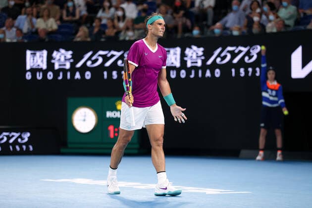 Mandatory Credit: Photo by Ella Ling Shutterstock (12778014ao) Rafael Nadal during the Men s Singles final Australian Open, Day Fourteen, Tennis, Melbourne Park, Melbourne, Australia - 30 Jan 2022 Australian Open, Day Fourteen, Tennis, Melbourne Park, Melbourne, Australia - 30 Jan 2022 Copyright: xEllaxLing Shutterstockx 12778014ao