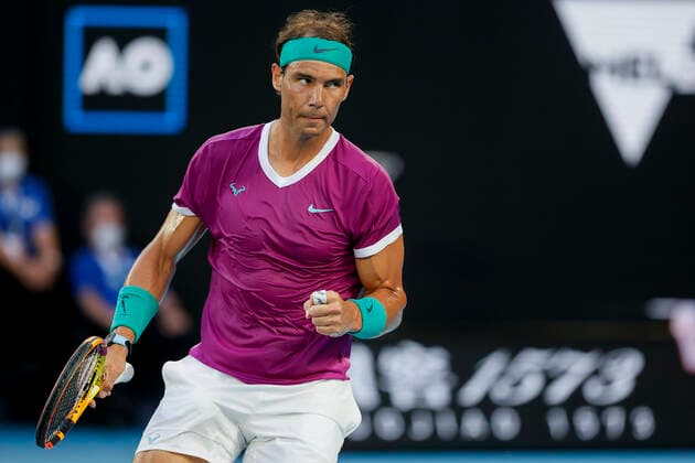 Rafael Nadal (ESP) macht die Faust und jubelt,Jubel,Freude,Emotion, Finale, Endspiel Tennis - Australian Open 2022 - Grand Slam - Melbourne Park - Melbourne - Victoria - Australia - 30 January 2022. Copyright: xJuergenxHasenkopfx