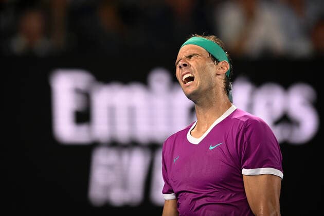 Mandatory Credit: Photo by James Gourley Shutterstock (12778011dc) Rafael Nadal during the Men s Singles final Australian Open, Day Fourteen, Tennis, Melbourne Park, Melbourne, Australia - 30 Jan 2022 Australian Open, Day Fourteen, Tennis, Melbourne Park, Melbourne, Australia - 30 Jan 2022 Copyright: xJamesxGourley Shutterstockx 12778011dc