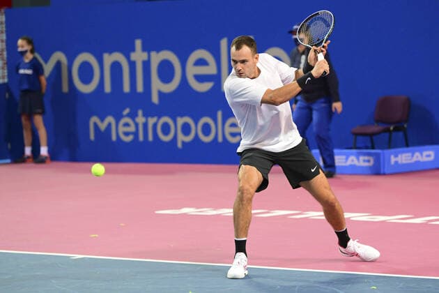Roman Safiullin (Rus) TENNIS : Open Sud de France 2022 - Qualifs - Montpellier - 30 01 2022 JBAutissier Panoramic 