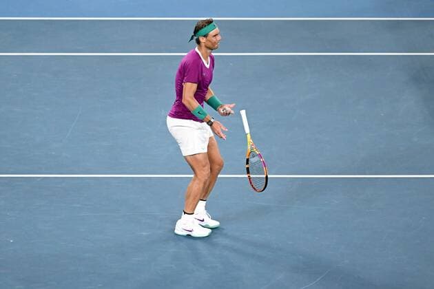 Mandatory Credit: Photo by James Gourley Shutterstock (12778011fm) Rafael Nadal celebrates victory in the Men s Singles final Australian Open, Day Fourteen, Tennis, Melbourne Park, Melbourne, Australia - 30 Jan 2022 Australian Open, Day Fourteen, Tennis, Melbourne Park, Melbourne, Australia - 30 Jan 2022 Copyright: xJamesxGourley Shutterstockx 12778011fm