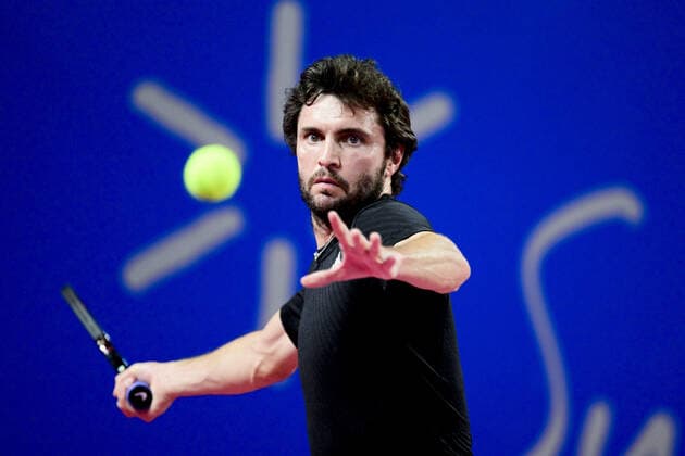 Gilles Simon (Fra) TENNIS : Open Sud de France 2022 - Montpellier - 29 01 2022 JBAutissier Panoramic 