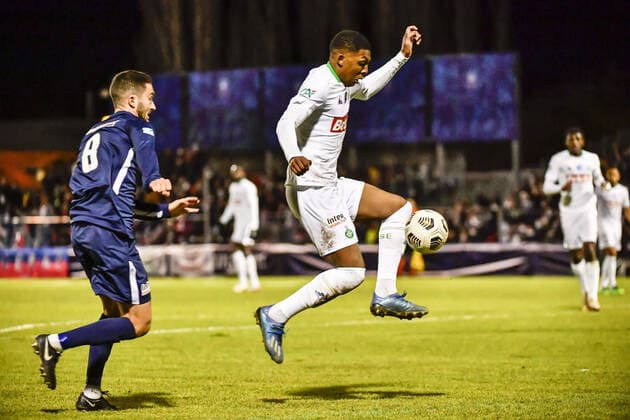 Zaydou Youssouf (st) FOOTBALL : Bergerac vs St Etienne - 8eme de Finale de Coupe de France - Perigueux - Le 30 01 2022 ThierryBreton Panoramic 
