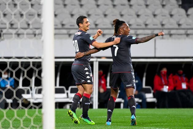 Joie des joueurs de l equipe Monaco apres le but de Wissam BEN YEDDER ( 10 - Monaco ) - FOOTBALL : Lens vs Monaco - Coupe de France - 30 01 2022 FedericoPestellini Panoramic 