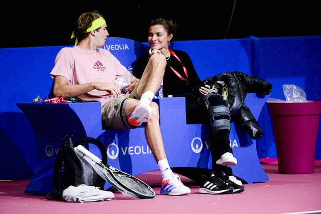 Alexander Zverev (Ger) et sa compagne le mannequin allemand Sophia Thomalla TENNIS : Open Sud de France 2022 - Montpellier - 30 01 2022 JBAutissier Panoramic 
