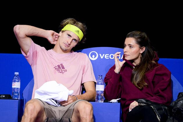 Alexander Zverev (Ger) et sa compagne le mannequin allemand Sophia Thomalla TENNIS : Open Sud de France 2022 - Montpellier - 30 01 2022 JBAutissier Panoramic 
