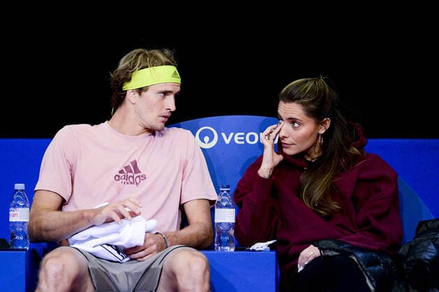 Alexander Zverev (Ger) et sa compagne le mannequin allemand Sophia Thomalla TENNIS : Open Sud de France 2022 - Montpellier - 30 01 2022 JBAutissier Panoramic 