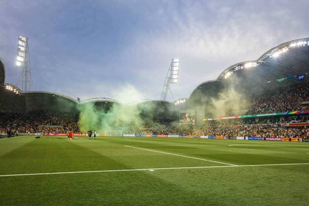 January 27, 2022, Melbourne, Victoria, Australia: MELBOURNE, AUSTRALIA - JANUARY 27: Crowd atmosphere at Australia Vs Vietnam World Cup qualifying match at Melbourne Rectangular Stadium on January 27, 2022 in Melbourne, Australia. Melbourne Australia - ZUMAp121 20220127_zsp_p121_038 Copyright: xChrisxPutnamx