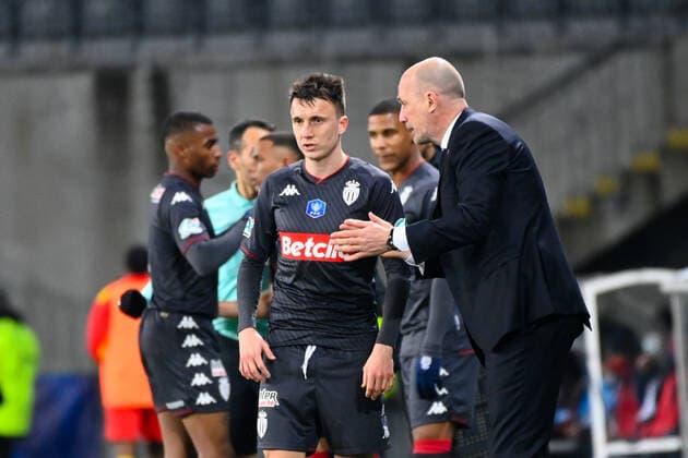 Philippe Clement ( entraineur Monaco ) - Aleksandr GOLOVIN ( 17 - Monaco ) - FOOTBALL : Lens vs Monaco - Coupe de France - 30 01 2022 FedericoPestellini Panoramic 