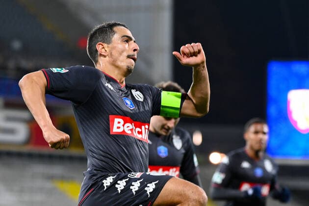 Joie des joueurs de l equipe Monaco apres le but de Wissam BEN YEDDER ( 10 - Monaco ) - FOOTBALL : Lens vs Monaco - Coupe de France - 30 01 2022 FedericoPestellini Panoramic 